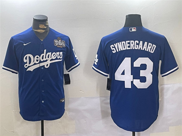 Los Angeles Dodgers #43 Noah Syndergaard Royal 2024 World Series Cool Base Stitched Jersey - Click Image to Close